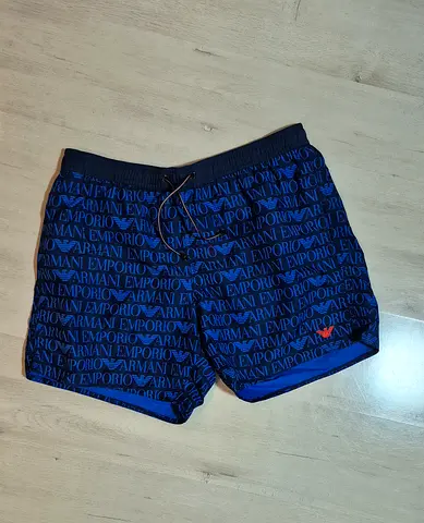 Emporio Armani blue logo swim shorts