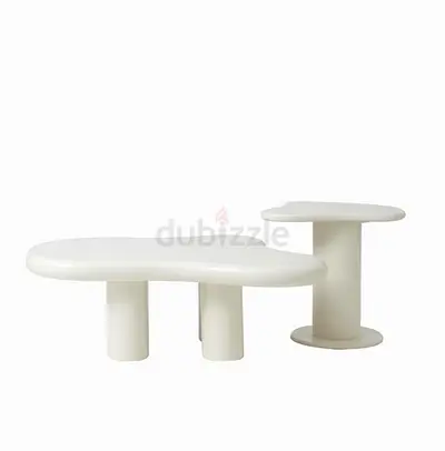 My set of 2 modern white sculptural coffee  side Cloud tables