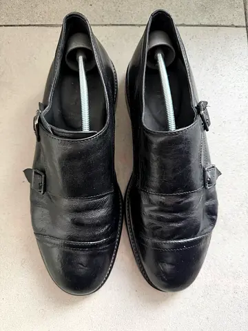 My black leather monk strap mens dress shoes (used) 41 Geox