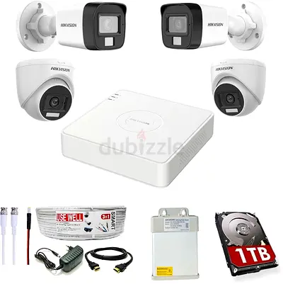 Hikvision 4-Camera CCTV Kit (NVR + 1TB HDD, Cables  Power)