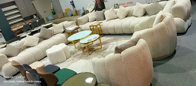 Large cream modular curved sectional sofa (bouclé, U-shaped)