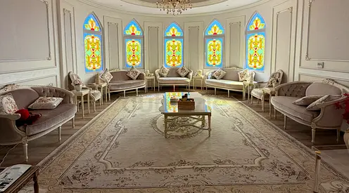 Full Luxury Classic Set (Egyptian Wood) Majlis, Marble Tables, Dining Chairs+ Buffet total 33 pieces