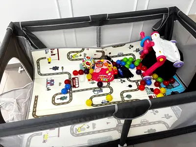 My portable baby playpen with padded mat -150x180, can be made small