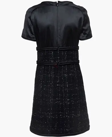 Chanel Black Silk and Tweed Short Sleeve Mini Dress M