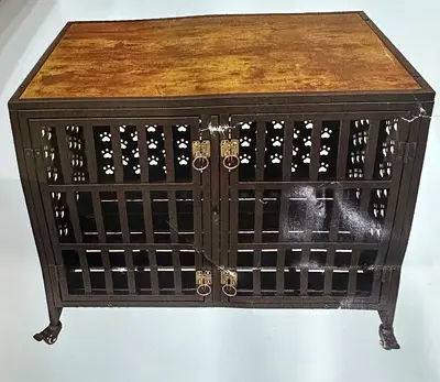 SMONTER Furniture Dog Crate with Divider Heavy Duty Wooden Dog Kennels, Decorative Modern Pet House