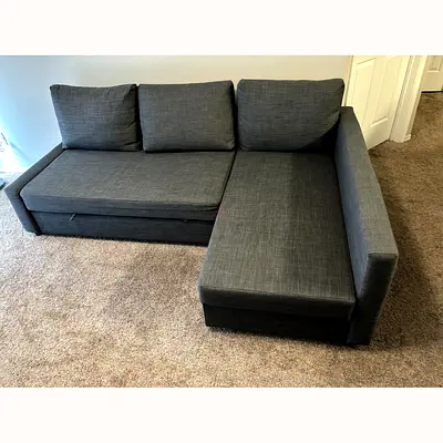 Grey L-shaped sofa with storage (chaise) - good condition
