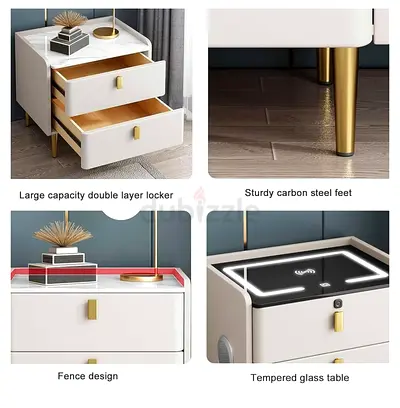 Smart Bedside Table with Wireless Charging Station,USB Port+Audio
