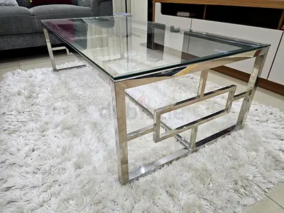 Stylish Glass Top Coffee Table with Luxe Stainless Steel Base
