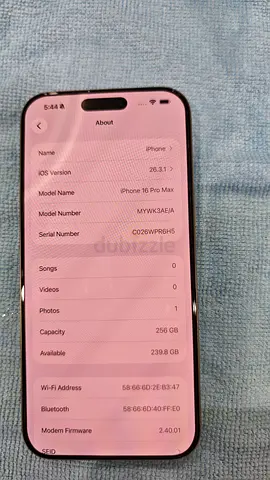 iPhone 16 Pro Max - 256GB - Good TDRA