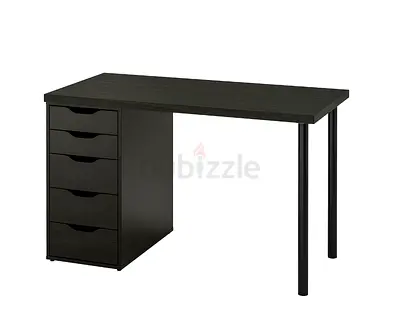 Dark wood 5-drawer study desk — sturdy computer table