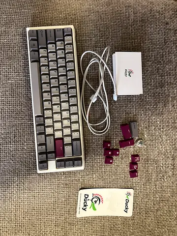 Ducky 1 3 SF Mist Grey Red switches 65% Mechanical Keyboard