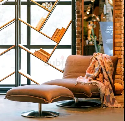 MARINA HOME Malmo leather chair with ottoman lounger 89x115x75 cm