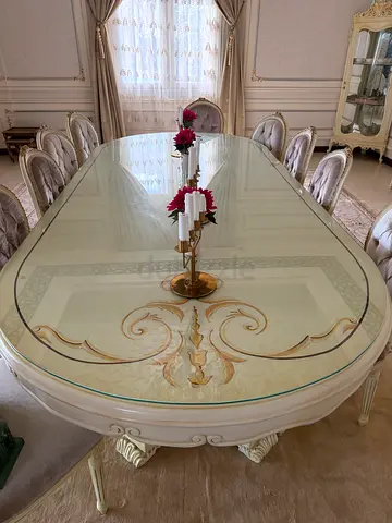 Luxury Classic Dining Room Set – Table + 12 Chairs + Buffet + Display Cabinet