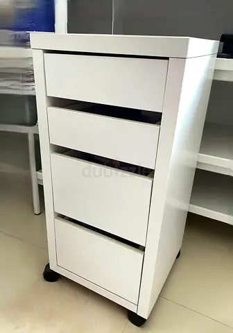 White 4-drawer rolling storage cabinet