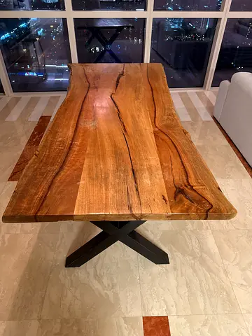 Wooden dining table with 6 chairs