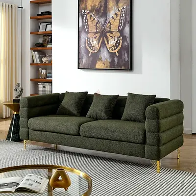Green taddy fabric 3 seater sofa