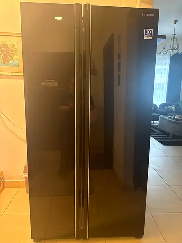 Hitachi side-by-side refrigerator - black glass finish (used)
