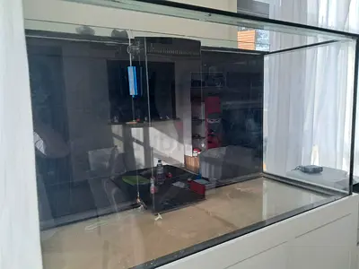 Large custom glass aquarium with cabinet stand (used) 720ltr