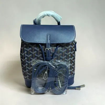 Goyard - Navy patterned mini backpack with adjustable straps — excellent condition
