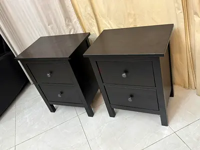 Night stand 2 Drawers black Brown