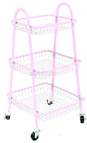 3-tier rolling storage trolley - wire baskets on wheels