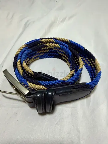 Braided blue  tan elastic belt Pierre Cardin