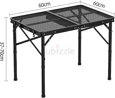 Foldable Grill Table for Outdoor, Aluminum Lightweight Portable Grill Stand Table with Adjustable He