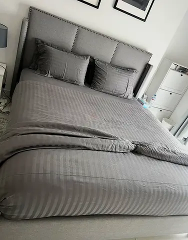grey king-size bed 180x200  West Elm