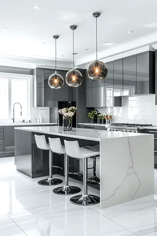 Marble kitchen island