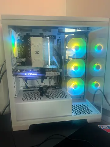 White custom desktop PC with RGB fans and glass side panel 4060ti with i5 12th gen asus motherboard