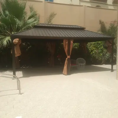 Aluminum and metal outdoor gazebo with pergola shed