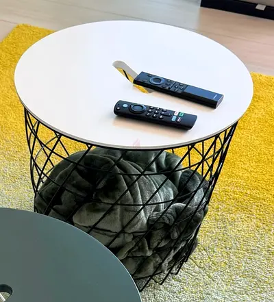 Stylish storage table with white cover