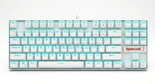 Compact Redragon Wired Mechanical Keyboard (White, Backlit)