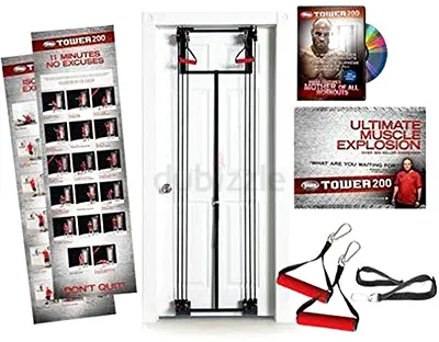 My Tower 200 door-mounted resistance trainer with handles and workout guide