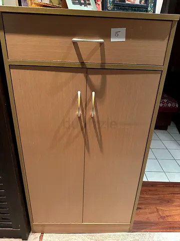 Light wood 2-door shoe rack/ wardrobe with top drawer