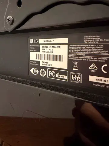 LG 34-inch UltraWide LED Monitor (model 34UM68-P) - Used