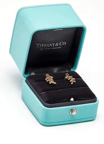 Tiffany  Co. Leaf Stud Earrings with Original Box