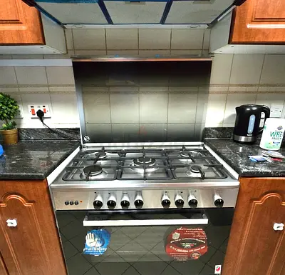 My 5-burner stainless steel gas cooker with oven