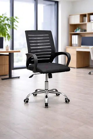 Modern Ergonomic Mesh Office Chair – Adjustable Swivel Desk Chair with Armrest  Chrome Base