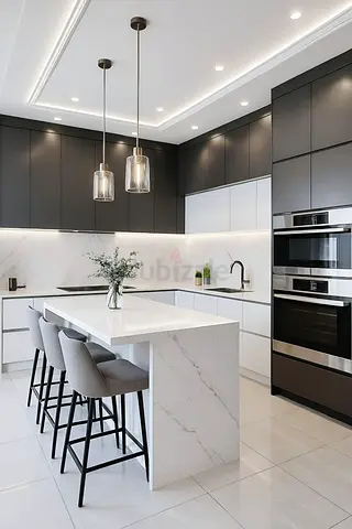 White Marble Kitchen Island