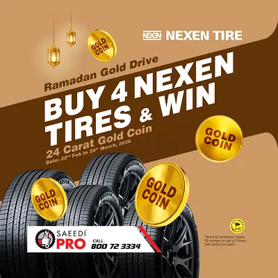 Buy 4 Nexen Tires  Win a 2g 24K Gold Coin – Dubai Only!