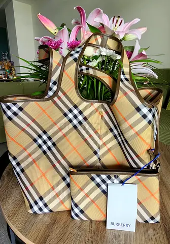Burberry Check Tote with Matching Pouch