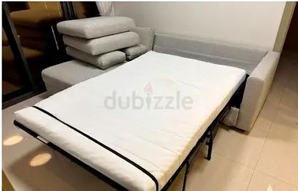 Vimle Light grey pull-out sofa bed with mattress