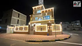 Villa (corner) for sale in Ajman, Al Zahia area. 6 rooms, majlis, hall, roof and maid's room | F
