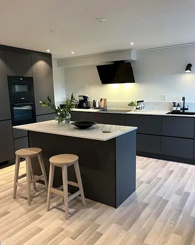 Modern matte grey kitchen island