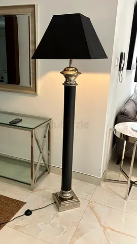 Black  Silver Floor Lamp with Square Shade - Used