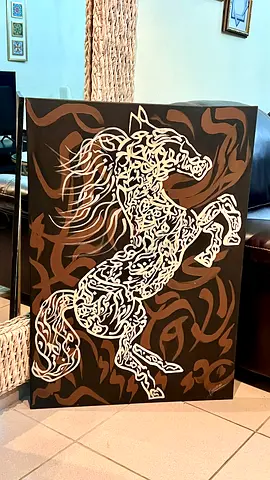 Majestic Arabian Horse – Original Arabic Calligraphy Painting on Canvas