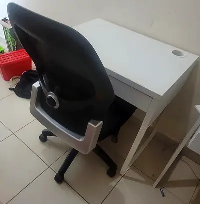 Modern White Study Table with Chair