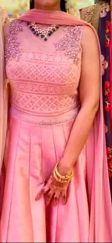 Peach embroidered lehenga set — lightly worn, good condition