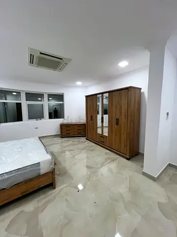 Wooden bed room set with 6-Door Wardrobe with Mirror — Part of Bedroom Set